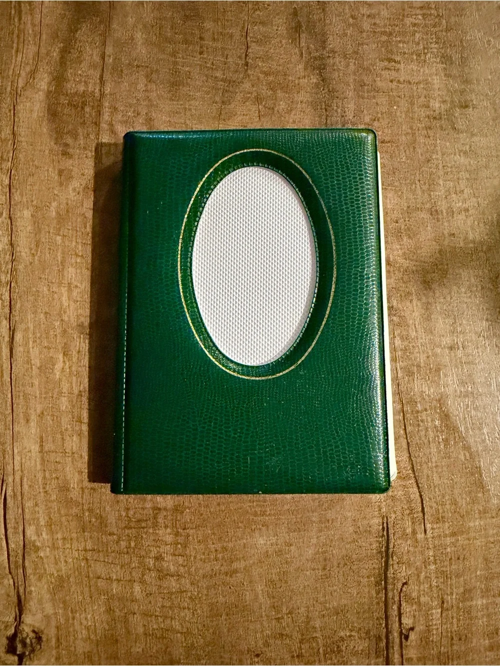 Vintage green faux leather mini photo album